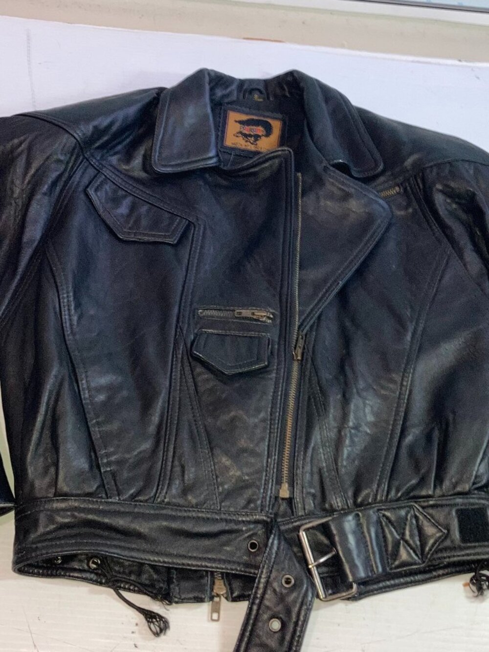 Fox Run Nadia International Trading Womens Black Leather Jacket Biker Sz Small
